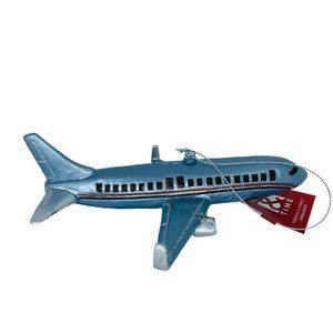 Christmas Jet Plane Ornament Xmas ceramic  Holiday Gift NWT 7”